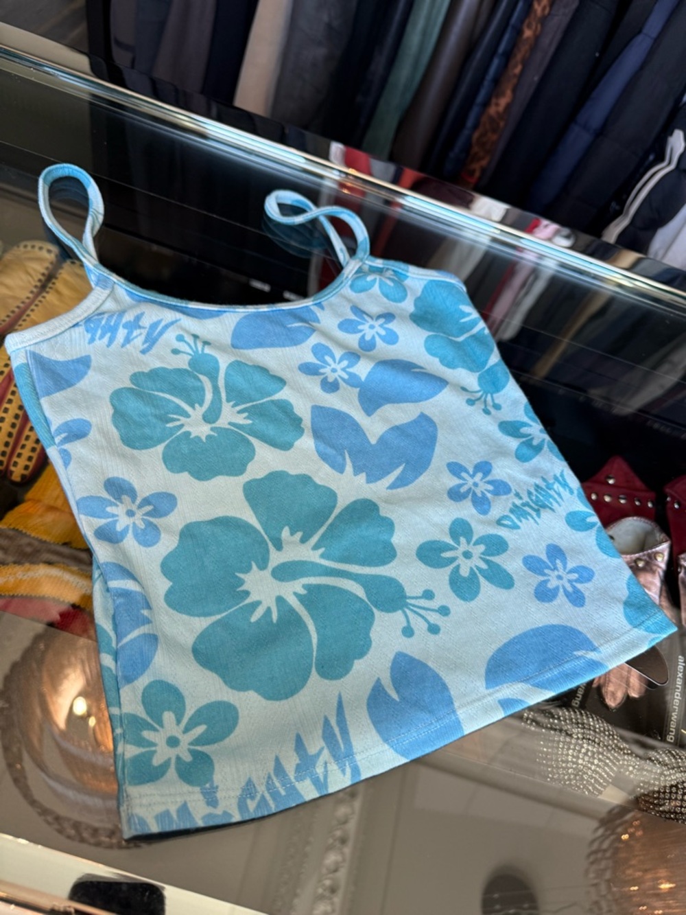 OMIGHTY HIBISCUS POINTELLE CAMI IN BLUE